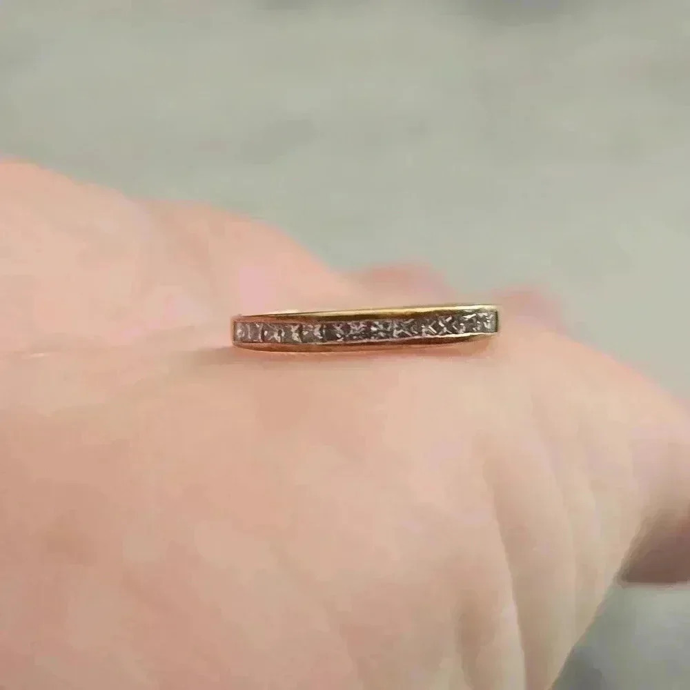 Women gold engagement wedding band 18K